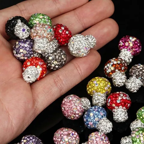 Mehrfarbige Pilzform Strass Perlen Polymer-Ton Schmuckherstellung Zubehör Für DIY Halskette Armband Ohrringe Schmuckherstellung Material