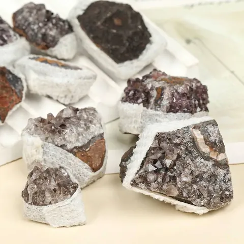 Natural Smoky Quartz Cluster Raw Mineral Stone Crystal Energy Stone Diffuser Aromatherapy Home Decor Crystal Gift Box