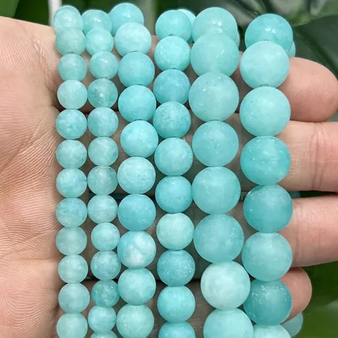 Natural Frosted Amazonite Loose Beads Round Matte Stone Beads For DIY Jewelry Making Bracelet Necklace Accessories