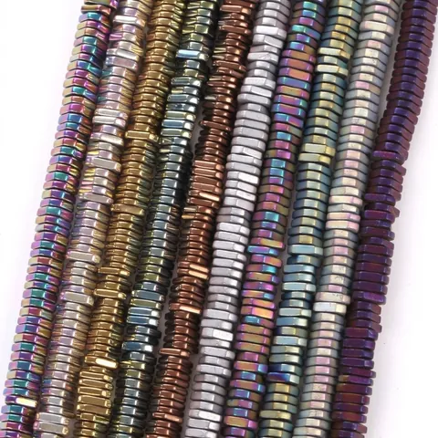 Natural Stone Triangle Hematite Spacer Beads Electroplated Geometric Metallic Beads For DIY Jewelry Making Bracelet Accessories