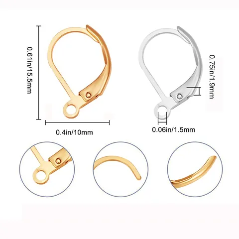 Monachelle per Orecchini in Ferro Minimaliste Fibbie per Orecchini Rotonde a D per Creazione di Gioielli DIY Donna Eleganti Accessori per Orecchini con Perle Artificiali