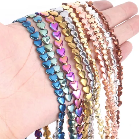 Electroplated Heart Hematite Beads For DIY Jewelry Making Polished Heart Shaped Spacer Beads For Bracelets Necklaces Jewelry Findings Accessories