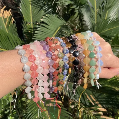 Natural Stone Faceted Teardrop Loose Beads Agate Green Aventurine Amethyst Gemstone Beads For DIY Jewelry Making Bracelet Necklace
