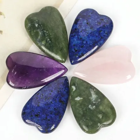 Natural Stone Elongated Heart Shaped No Hole Polished Gemstone For DIY Jewelry Making Craft Materials Healing Crystal Accessory