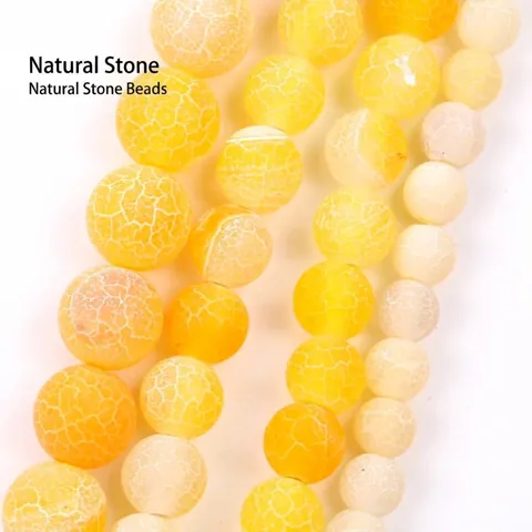 Yellow Series Natural Stone Round Loose Beads For DIY Jewelry Making Bracelet Necklace Handmade Craft Accessories