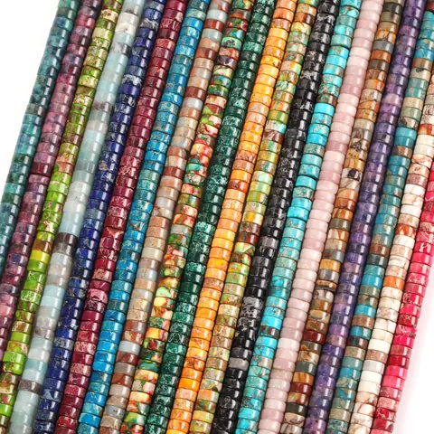 Natural Imperial Stone Spacer Beads Heishi Disc Rondelle Loose Beads For Jewelry Making DIY Bracelet Necklace Accessory