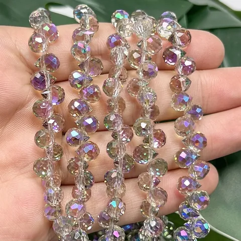 Side-Drilled Teardrop Synthetic Crystal Beads Faceted AB Coating Rose Red Green Strawberry Style Beads For DIY Jewelry Making