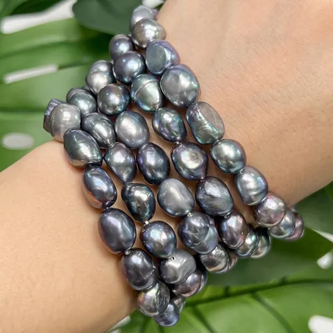 Baroque Freshwater Pearl Beads Iridescent Black DIY Jewelry Making Material Natural Pearl Strand For Women Necklace Bracelet Findings