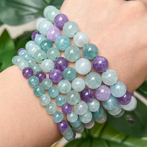 Natural Green Multicolor Fluorite Chalcedony Round Beads DIY Jewelry Making For Bracelet Necklace Loose Gemstone Beads