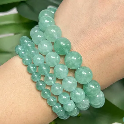 Natural Green Fluorite Angelite Round Loose Stone Beads For DIY Jewelry Making Necklaces Bracelets Crafts Accessory Strand