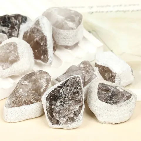 Natural Smokey Quartz Raw Stones Mineral Specimen In Small Gift Box Irregular Natural Brown Crystal Stones Home Office Decor