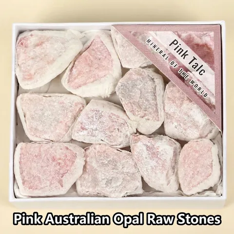 Natural Pink Opal Raw Stone Mineral Specimen Pink Talc Healing Crystal Decor Small Ornament For Home Desk Decoration Gift