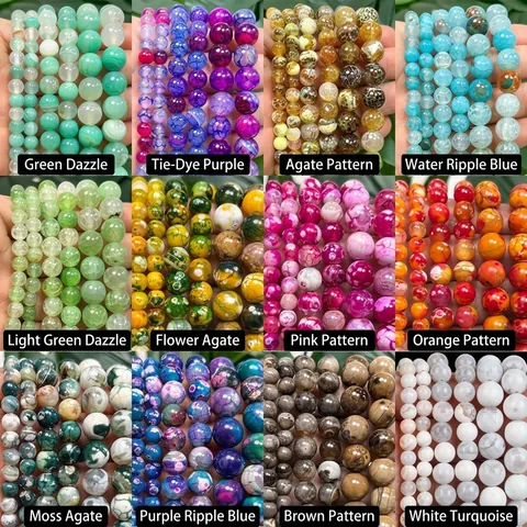 Natural Tiger Skin Dragon Vein Fire Agate Round Beads DIY Jewelry Making Accessories For Bracelet Necklace Handcrafted Craft Semi-Finished Beads