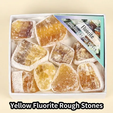 Natürliche Rohe Gelbe Fluorit Mineral Erz Proben Geschenkbox Unregelmäßige Kristall Stein Haus Büro Desktop Dekor Sammlung