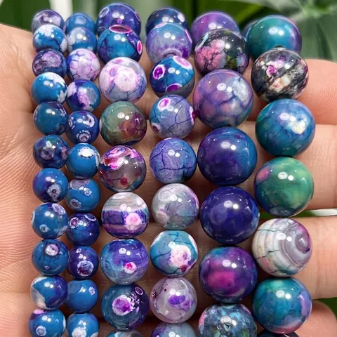 Natural Tiger Skin Dragon Vein Fire Agate Round Beads DIY Jewelry Making Accessories For Bracelet Necklace Handcrafted Craft Semi-Finished Beads