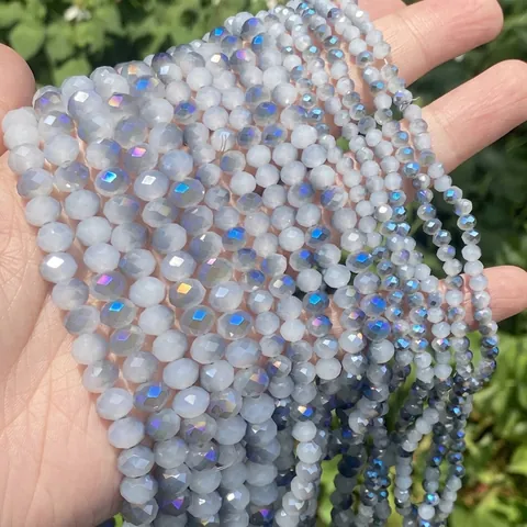 Faceted Flat Glass Beads Lake Blue AB Coated Abacus Beads For Jewelry Making DIY Necklace Bracelet Accessories