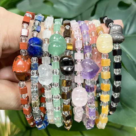 Handgefertigtes Naturstein Kristall Perlenarmband Für Damen Unisex Herzform Lapis Lazuli Bergkristall Schmuck Geschenk