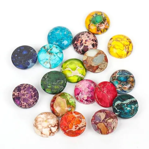 Diaspro Imperiale Tondo Cabochon Fondo Piatto Lucidato Pietra Naturale Semipreziosa per Fai Da Te Gioielli Artigianato Pendenti Accessori