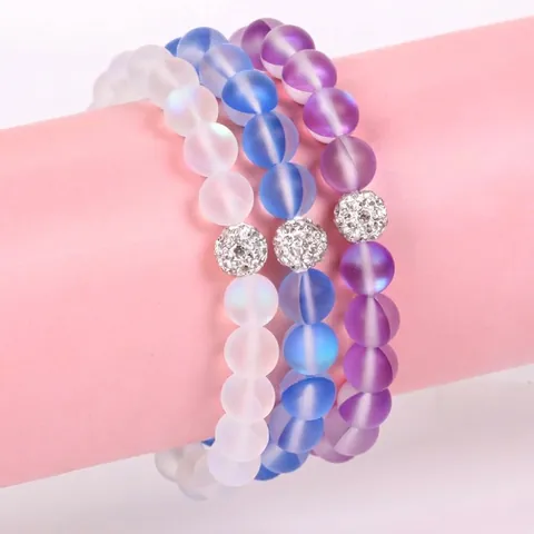 Nuovo Braccialetto in Pietra Naturale e Cristallo in Stile Cinese Perlato Opaco Aurora Retrò con Strass Gioielli alla Moda per Uomo Donna