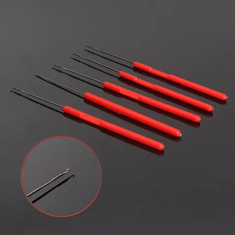 Crochet en Acier Inoxydable Avec Poignée en Plastique Rouge Aiguille à Tricoter à Tête Unique pour Tissage de Chandails DIY
