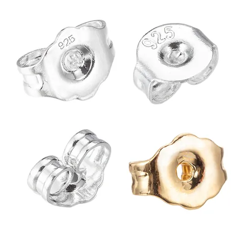 Silver-Plated Copper Earring Back Only Butterfly Round Earring Nuts With 925 Stamp Gold Silver Earring Post Backs For Jewelry Making