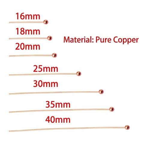 Copper Ball Head Pins DIY Jewelry Making Findings Ball Pins For Beading Handmade Headpins Crafts Accessories Jewelry Pins