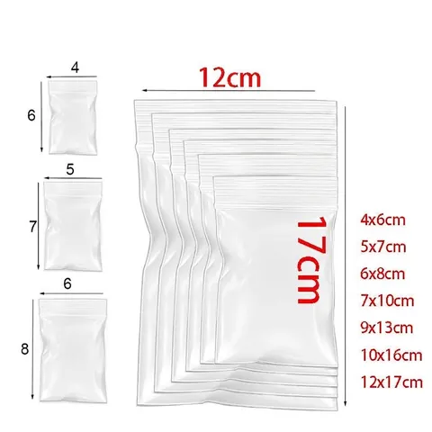 Transparent PE Plastic Self Sealing Bags Clear Ziplock Packaging Bags For Food Daily Essentials Jewelry Storage Reusable Sealing Bags