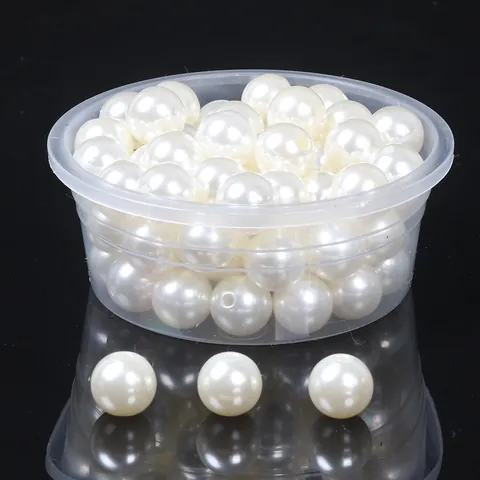 Round Artificial Pearl ABS Plastic Beads Double Hole Loose Beads For DIY Jewelry Making Phone Case Handmade Accessories