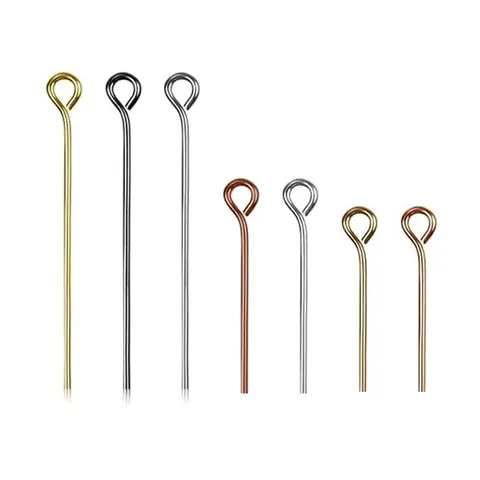 Handmade DIY Jewelry Findings Metal Eye Pins Minimalist Beading Materials For Bracelets Earrings Necklaces Electroplated Jewelry Making Connecting Pins Craft Supplies