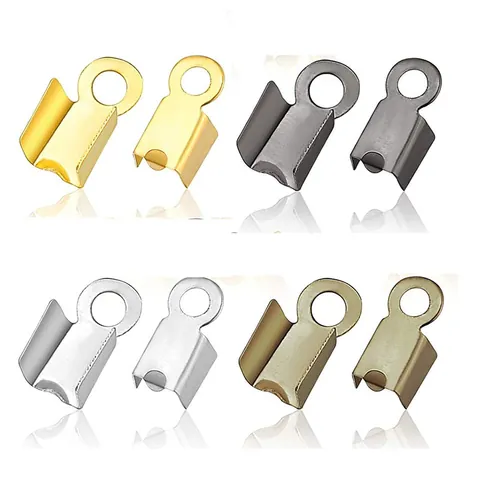 Smooth Iron Square Cord End Fastener Clips Jewelry Connectors Electroplated Wax Line DIY Bracelet Necklace Rope Accessories