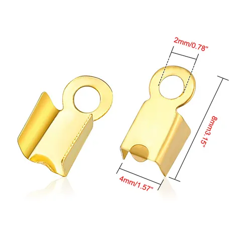 Smooth Iron Square Cord End Fastener Clips Jewelry Connectors Electroplated Wax Line DIY Bracelet Necklace Rope Accessories