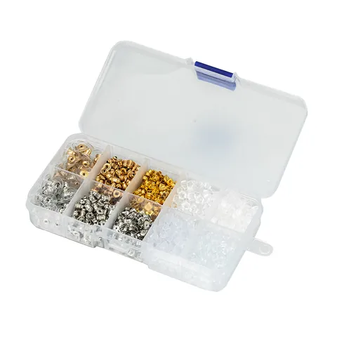 Cierres de Pendientes en Caja DIY Accesorios de Joyería Silicona Plástico Metal Topes de Pendientes Tonos Oro Plata Para Creación de Joyas