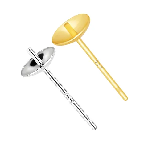 Kupfer DIY Schmuckherstellung Zubehör Ohrringnadeln Schalentabletts Gold Silber Vergoldete Ohrstecker Mit 925 Sterlingsilber Stift Für Perlenohrring Basis