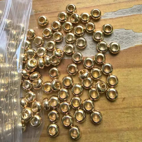 Copper 18K Gold Plated Silver Plated Large Hole Spacer Beads Flat Washer Wheel Beads For DIY Bracelet Jewelry Making Material