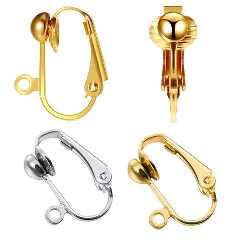 DIY Jewelry Findings French Ear Clip Converter 18K Gold Plated Copper For Non-Pierced Ears Painless Earring Accessories Silicone Pad Handcraft Jewelry Making Parts