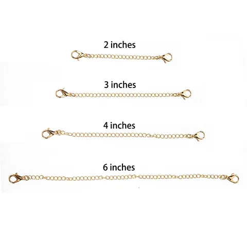 DIY Jewelry Extension Chain Set Zinc Alloy Lobster Clasp Tail Chains Heart Pendant For Necklace Bracelet Gold Silver Plated Jewelry Making Findings