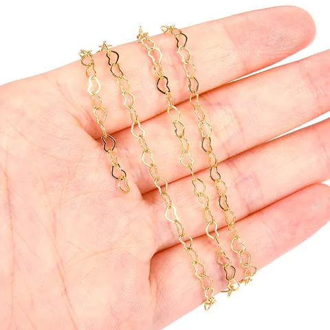 18K Gold Plated Copper Jewelry Chain For Women DIY Handmade Necklace Bracelet Heart Pearl Acrylic Round Disc O-Chain Jewelry Findings