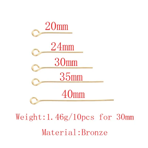 Copper Gold Silver Plated Eye Pins Head Pins Ball Pins For Jewelry Making DIY Handmade Earrings Beading Accessories Findings
