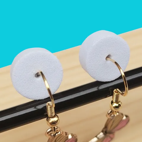 White Round Sponge Foam Gaskets Earring Post Protectors Jewelry Packaging Card Gaskets Anti-Prick Support Pads For Accessories