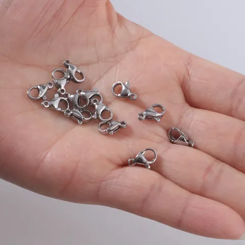 304L Stainless Steel Lobster Clasps Jewelry Connectors For DIY Necklace Bracelet Handmade Findings Polished Silver Clasps