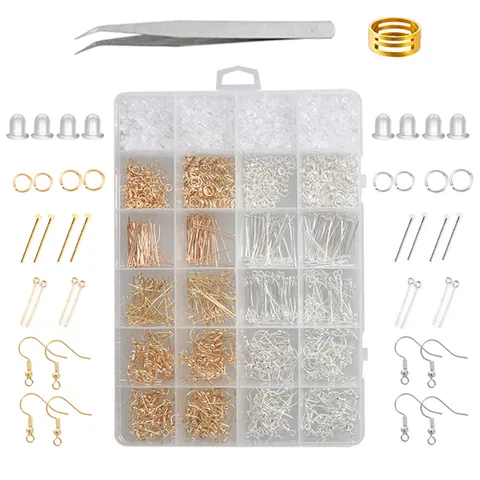 Professional DIY Jewelry Making Findings Kit Multi-Grid Storage Box Tool Set Earring Hooks Lobster Clasps Jump Rings Craft