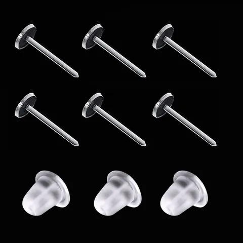 Transparent Plastic Earring Posts and Backs Set for DIY Jewelry Making Eco-Friendly Anti-Allergy Flat Pad Studs Stoppers