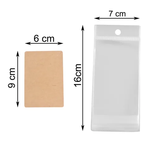 Kraft Paper Jewelry Display Cards With Transparent OPP Bags And Earring Backs For Necklace Earring Packaging Supplies DIY Accessories