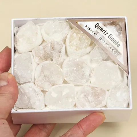 Coffret Cadeau de Spécimens Minéraux Géode Agate Naturelle Cristal de Quartz Minerai pour Décoration de Maison Collection Cadeau Éducatif