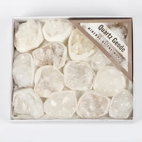 Coffret Cadeau de Spécimens Minéraux Géode Agate Naturelle Cristal de Quartz Minerai pour Décoration de Maison Collection Cadeau Éducatif