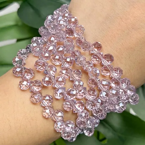 Pink Purple Strawberry Shaped Synthetic Crystal Beads Side Drilled Waterdrop Glass Beads For DIY Jewelry Making Findings
