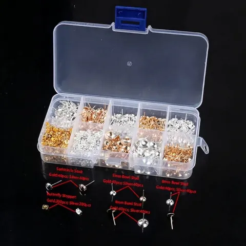 DIY Earring Finding Kit Iron Electroplated Jump Rings Earring Hooks Jewelry Making Assortment With Storage Box Kit