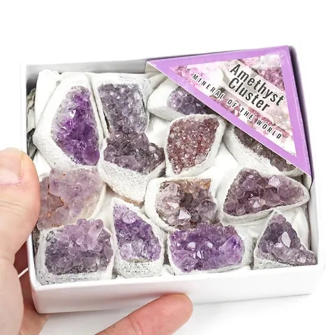 Cluster di Ametista Naturale Grado B Pietre Grezze Cristallo di Guarigione Energetica in Confezione Regalo Bianca Decorazione Casa