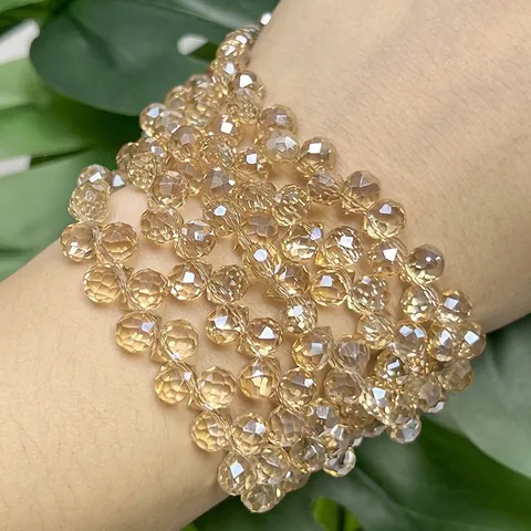 Amber Faceted Water Drop Strawberry Crystal Beads Side Drilled Artificial Glass Loose Beads For Jewelry Making DIY Accessories