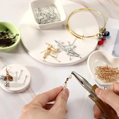 Handmade DIY Jewelry Findings Metal Eye Pins Minimalist Beading Materials For Bracelets Earrings Necklaces Electroplated Jewelry Making Connecting Pins Craft Supplies